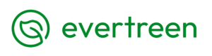 logo for evergreen, a green leaf and then green text